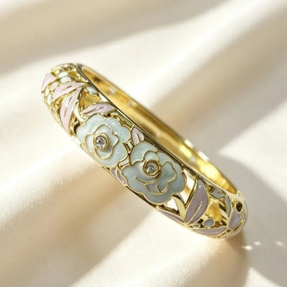 Pastel Camellia Enamel Bangle Set