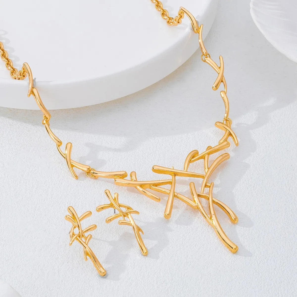 Gold-Tone Branch Necklace Set