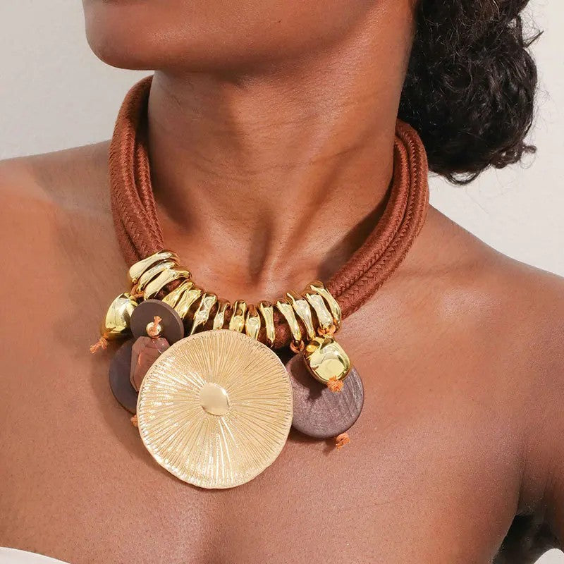 Green Rope Sunburst Necklace