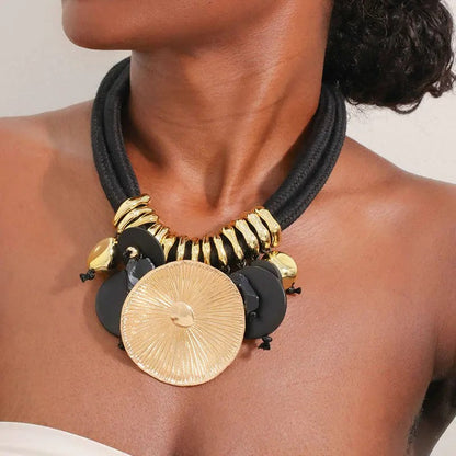 Green Rope Sunburst Necklace