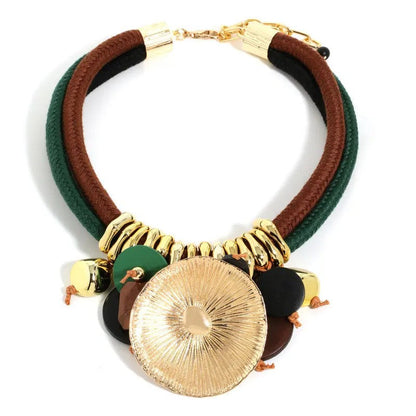 Green Rope Sunburst Necklace