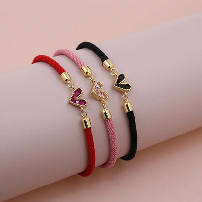 Zircon Heart Thread Bracelet