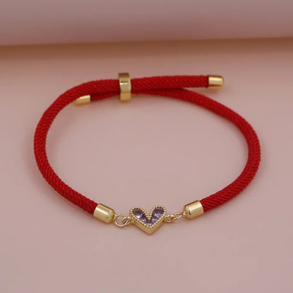 Zircon Heart Thread Bracelet