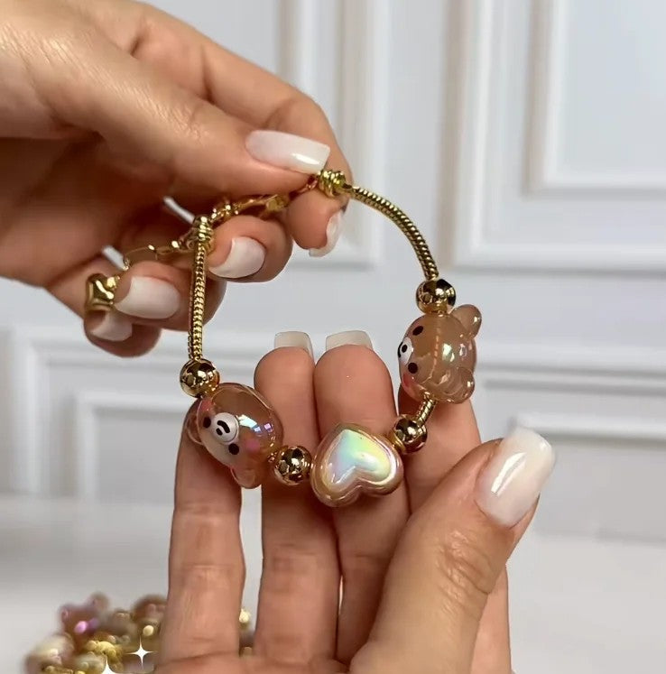 Colorful Heart & Smile Charm Bracelet