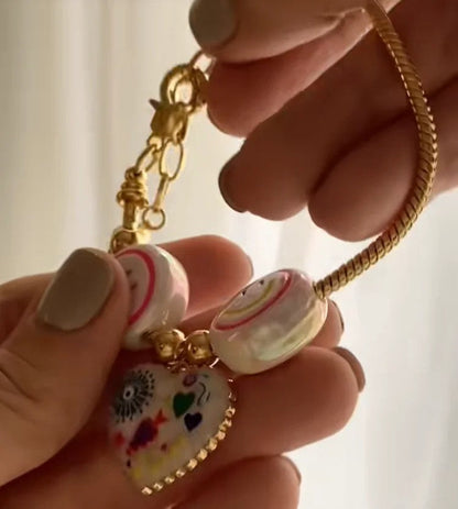 Colorful Heart & Smile Charm Bracelet