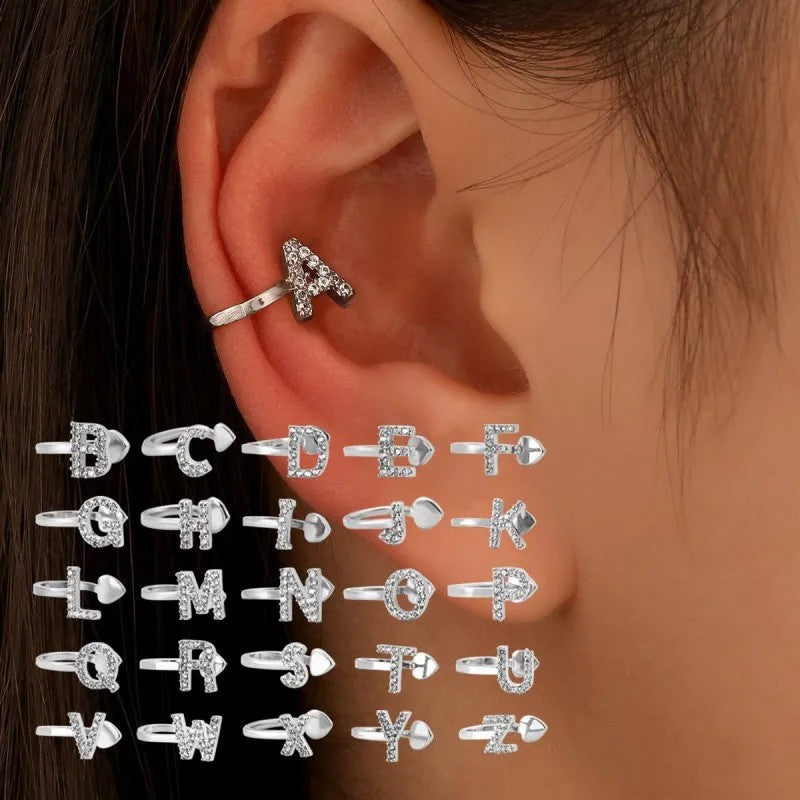 Crystal Initial Ear Cuff