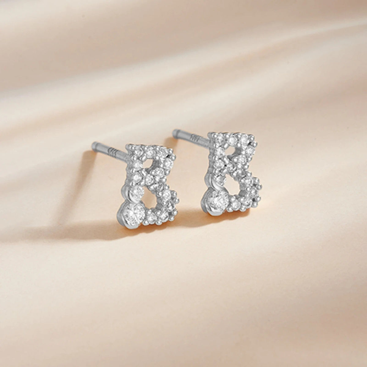 Rose Gold Crystal Initial Letter Stud Earrings