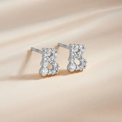 Rose Gold Crystal Initial Letter Stud Earrings