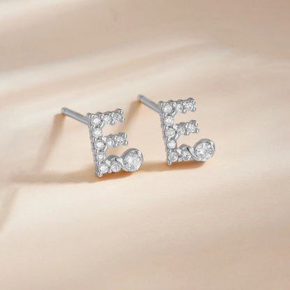 Rose Gold Crystal Initial Letter Stud Earrings