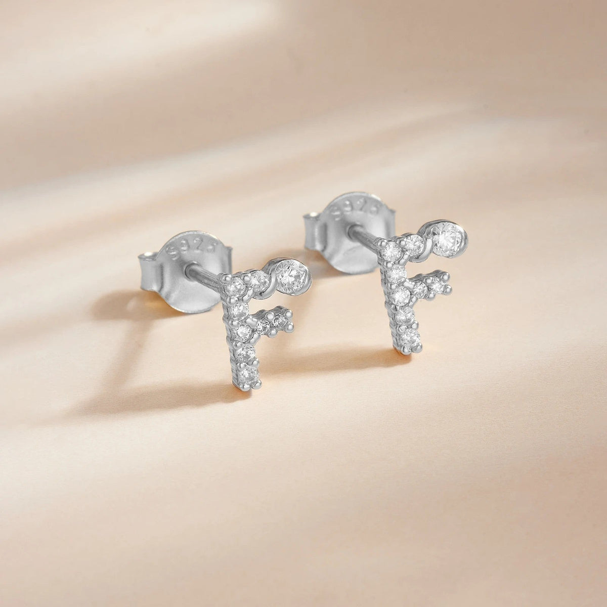 Rose Gold Crystal Initial Letter Stud Earrings