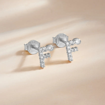 Rose Gold Crystal Initial Letter Stud Earrings