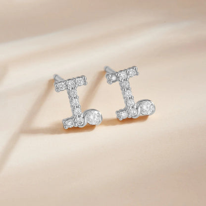 Rose Gold Crystal Initial Letter Stud Earrings