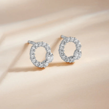 Rose Gold Crystal Initial Letter Stud Earrings