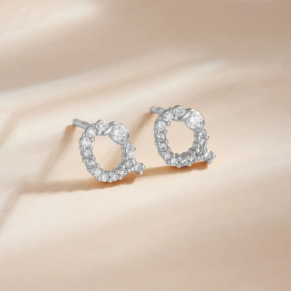 Rose Gold Crystal Initial Letter Stud Earrings