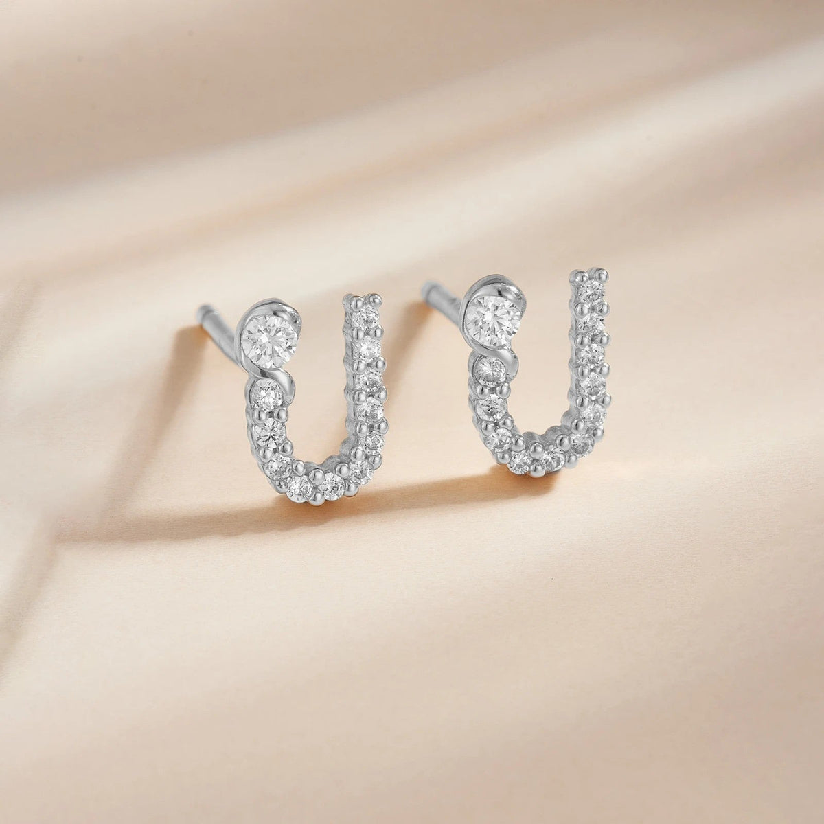 Rose Gold Crystal Initial Letter Stud Earrings