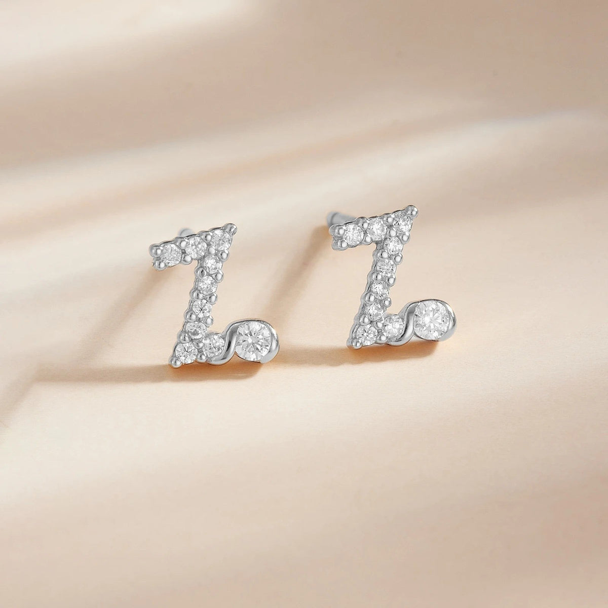 Rose Gold Crystal Initial Letter Stud Earrings