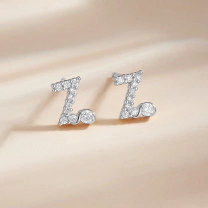 Rose Gold Crystal Initial Letter Stud Earrings