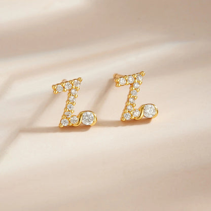 Rose Gold Crystal Initial Letter Stud Earrings