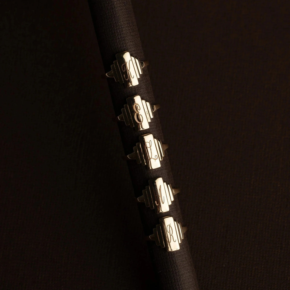 Stepped Initial Signet Ring