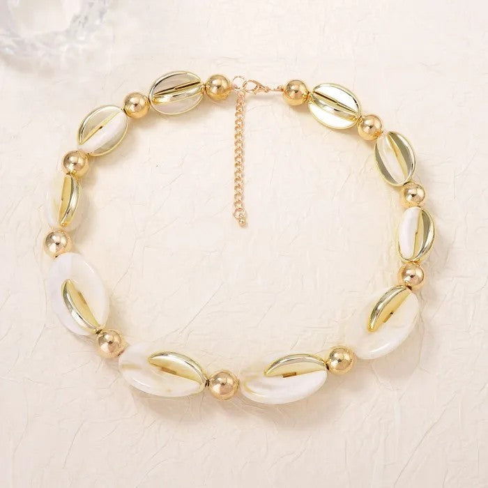 Green & White Bead Statement Necklace
