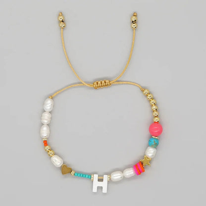 Pearl & Initial Beaded Bracelet