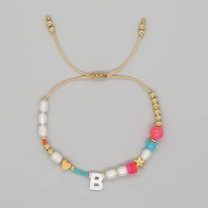 Pearl & Initial Beaded Bracelet