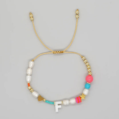 Pearl & Initial Beaded Bracelet