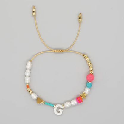 Pearl & Initial Beaded Bracelet