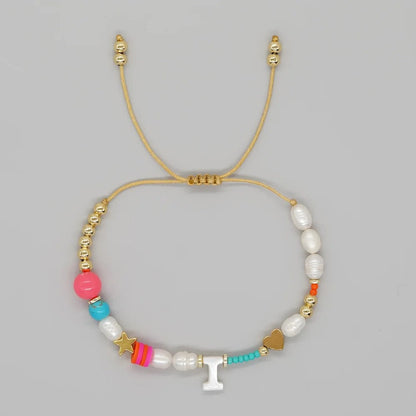 Pearl & Initial Beaded Bracelet