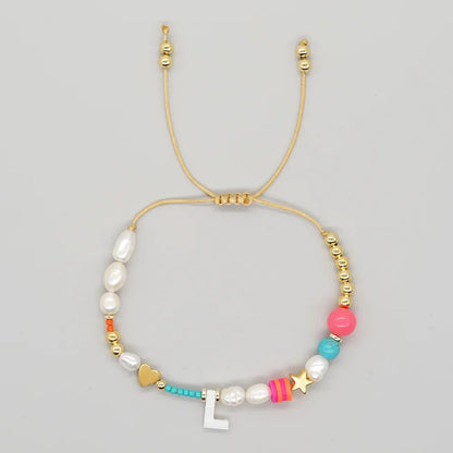 Pearl & Initial Beaded Bracelet