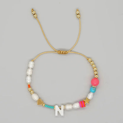 Pearl & Initial Beaded Bracelet