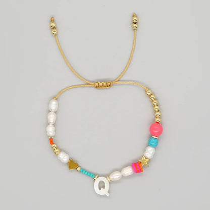 Pearl & Initial Beaded Bracelet