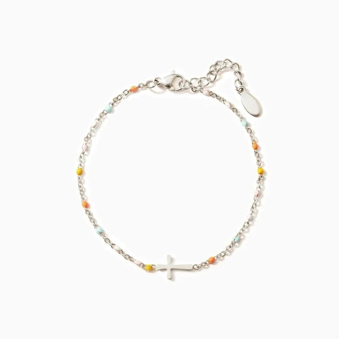 Enamel Cross Chain Bracelet