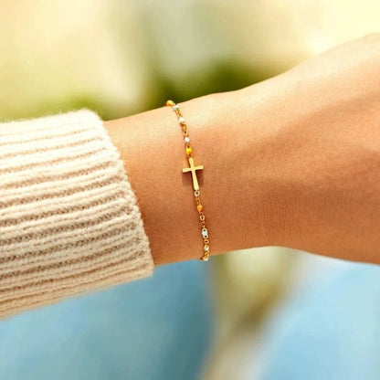 Enamel Cross Chain Bracelet