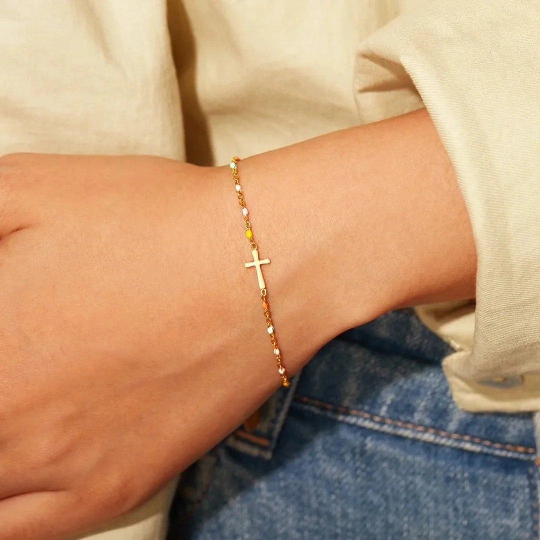 Enamel Cross Chain Bracelet