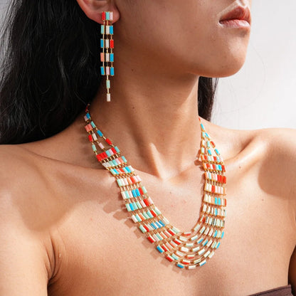 Colorful Geometric Stripe Jewelry Set