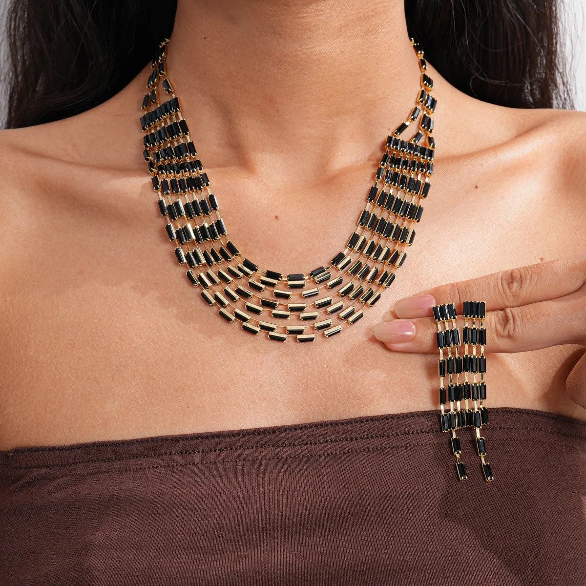 Colorful Geometric Stripe Jewelry Set