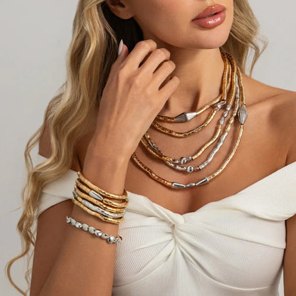 Layered Bamboo Necklace & Bracelet Set
