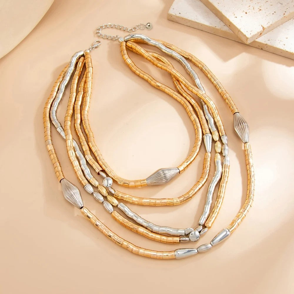 Layered Bamboo Necklace & Bracelet Set