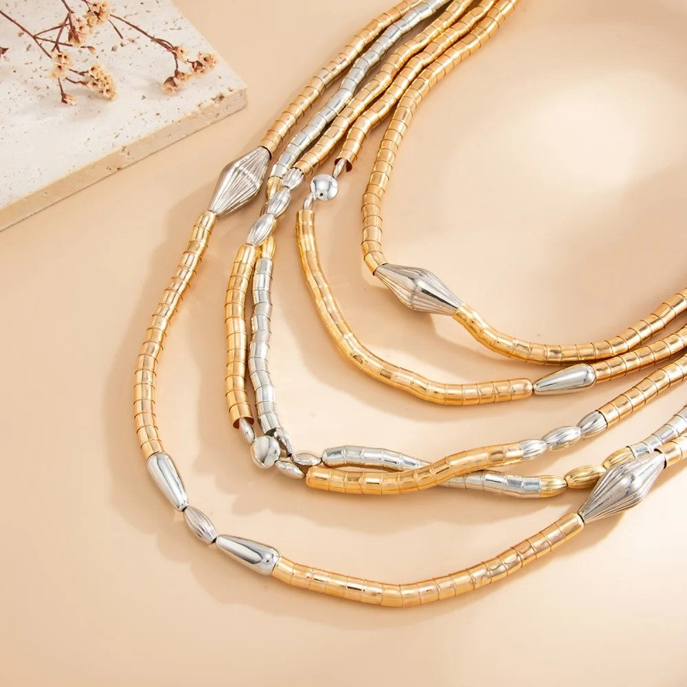 Layered Bamboo Necklace & Bracelet Set