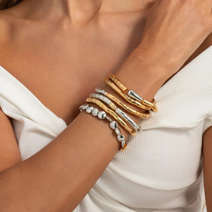 Layered Bamboo Necklace & Bracelet Set