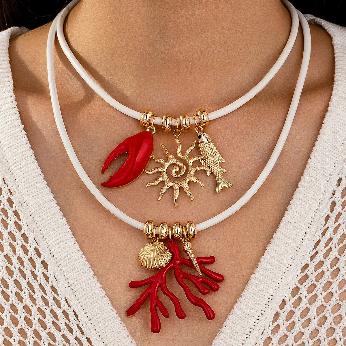 Pink Lobster Charm Necklace