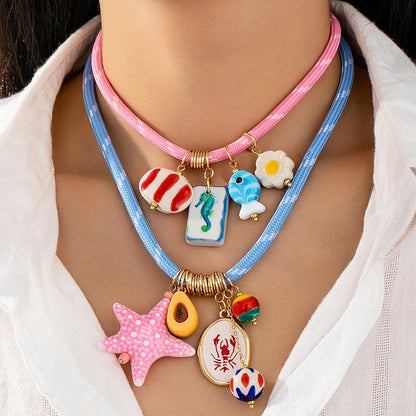 Pink Lobster Charm Necklace