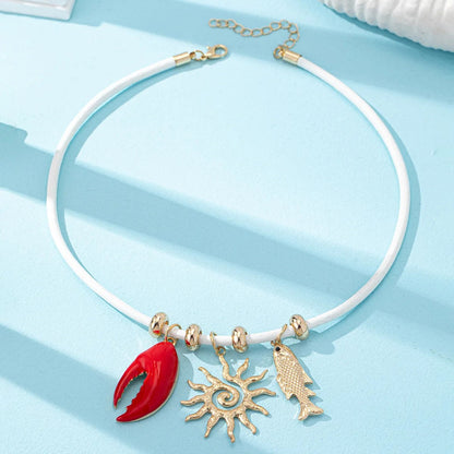 Pink Lobster Charm Necklace