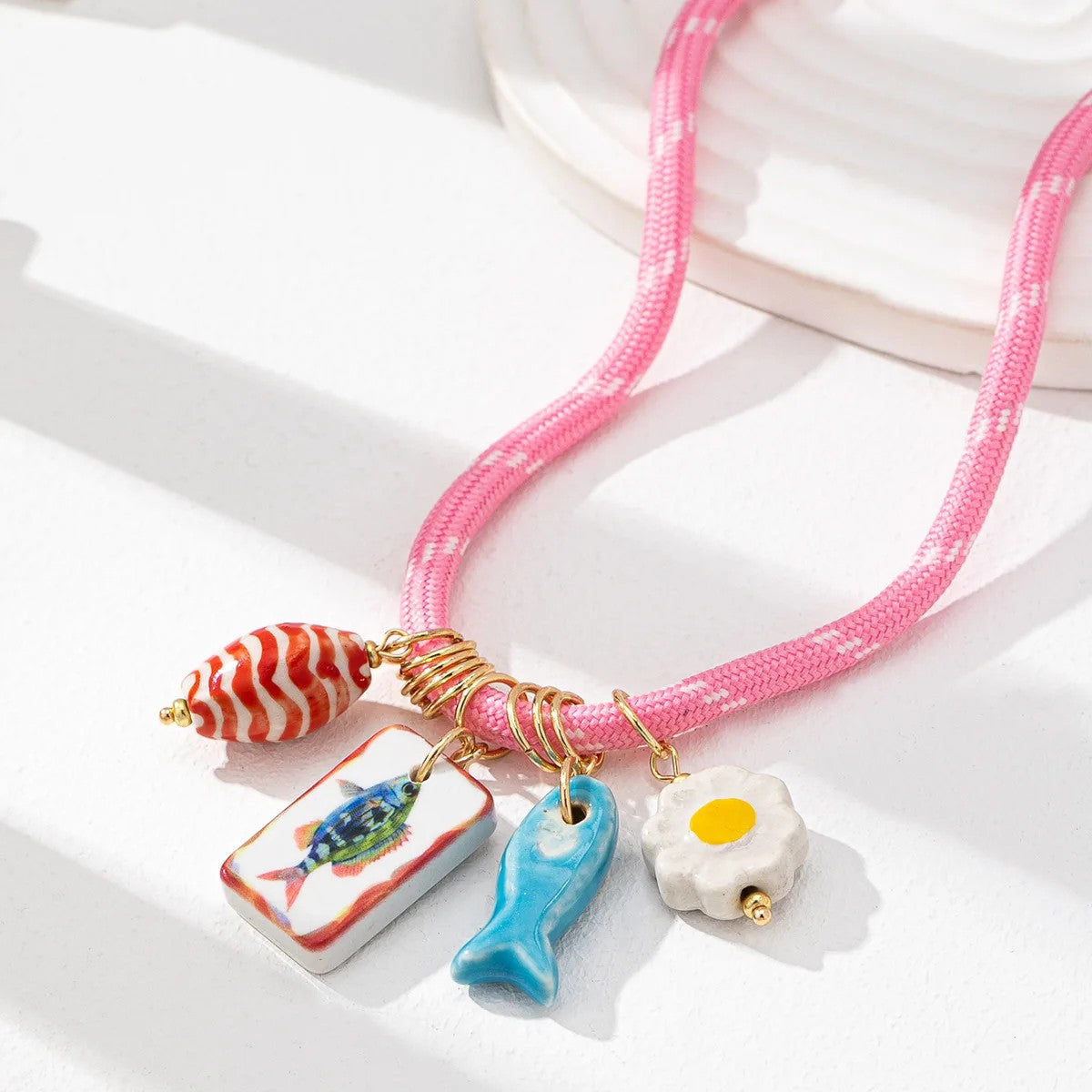 Pink Lobster Charm Necklace