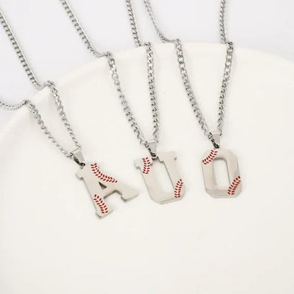 Baseball Stitch Initial Pendant