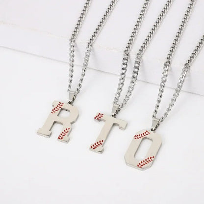 Baseball Stitch Initial Pendant