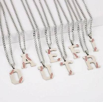 Baseball Stitch Initial Pendant