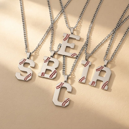 Baseball Stitch Initial Pendant