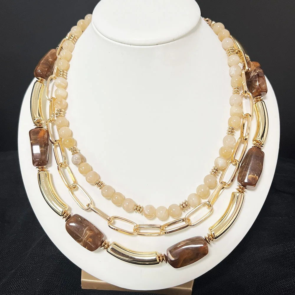 Green Stone Layered Necklace